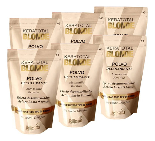 Polvo Decolorante Keratotal 700g Aclara 9 Tonos X 6 Unidades