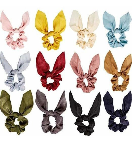 12 Piezas Scrunchies Pelo De Conejo Del Oído Del Conejito De