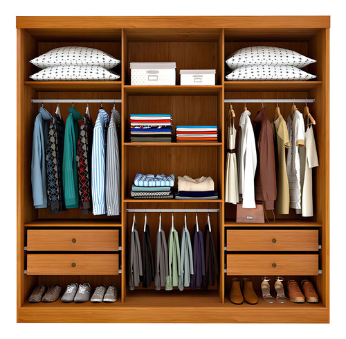 Guarda-roupa Casal Com Espelho Monterrey 3 Pt 4 Gv Cinamomo Cor marrom médio
