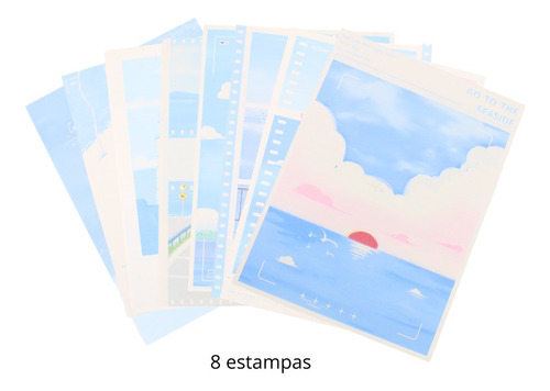Kit 6 Papéis De Carta & 3 Envelopes Azul