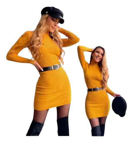 Vestido Beatle Manga Larga Lanilla Ropa Para Dama Invierno 