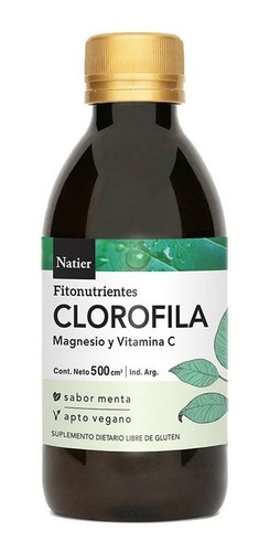 Clorofila Bebible Magnesio Vit C 500cc Sabor Menta Natier