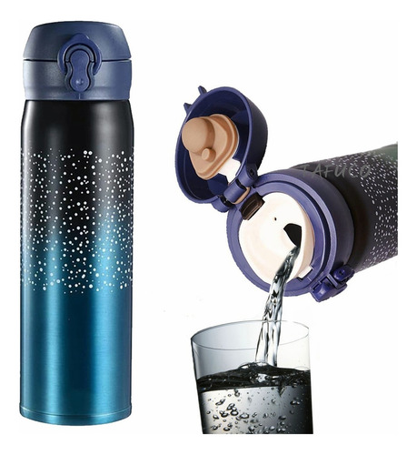Termo Vaso Para Bebidas Starry Sky Acero Inox Doble Pared Color Azul