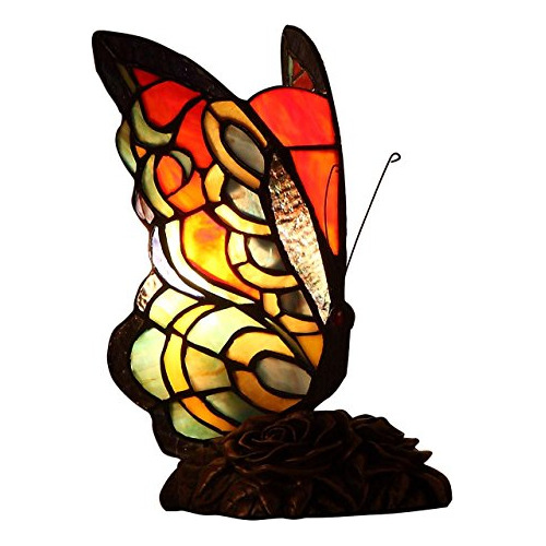 L10525 Butterfly Tiffany Style Stained Glass Accent Tab...