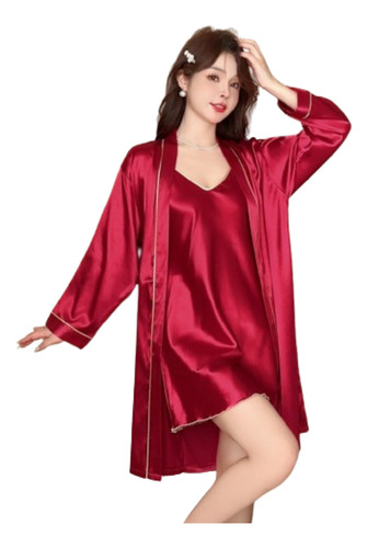Pijama Para Mujer, Camisón De Seda, Bata De Baño
