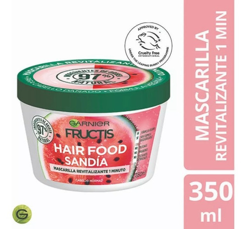 Mascarilla De Tratamiento Hair Food Sandia 350 Ml Fructis Revitalizante 1 Minuto