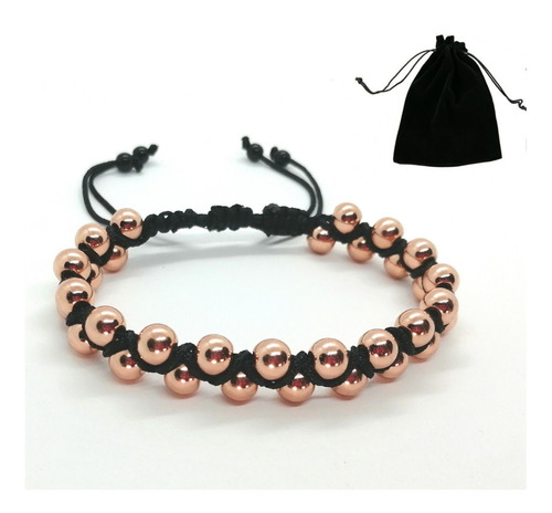 Pulsera Hematita Rosa, Macrame 