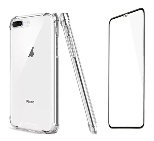 Carcasa Transparente + Lamina Vidrio iPhone 7-8se/7-8plus