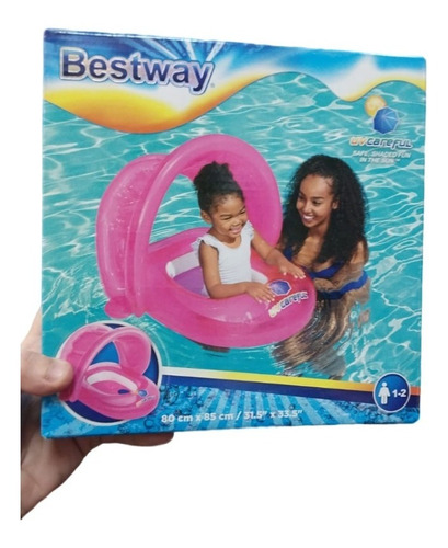 Bote Con Techo Rosa Baby Filtro Uv 80x86cm Bestway