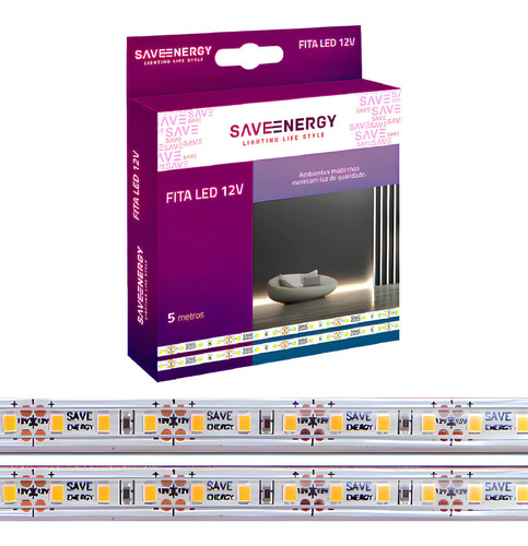 Fita Led Branco Quente 5m 12w/m 2700k 12v 1200lm Ip65 Luz 2700k - Branco - Quente