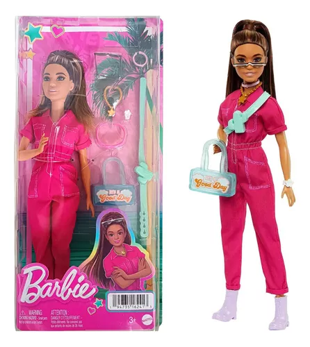 Boneca Filme Barbie Terno De Moda Rosa Acessórios Hpl76 + Nf