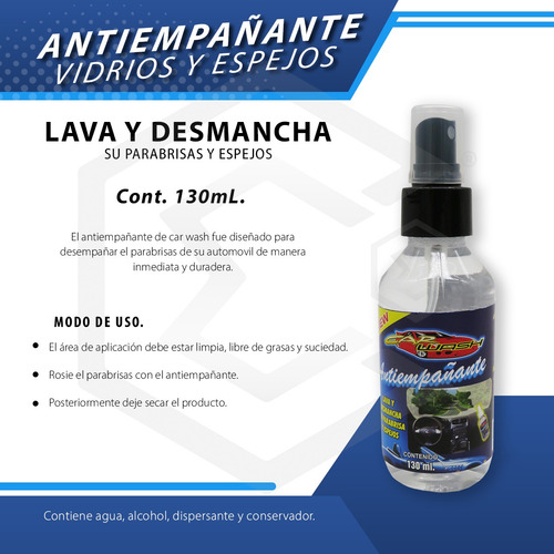 5 Liquido Antiempañante Desmancha Parabrisas Espejos Vidrios