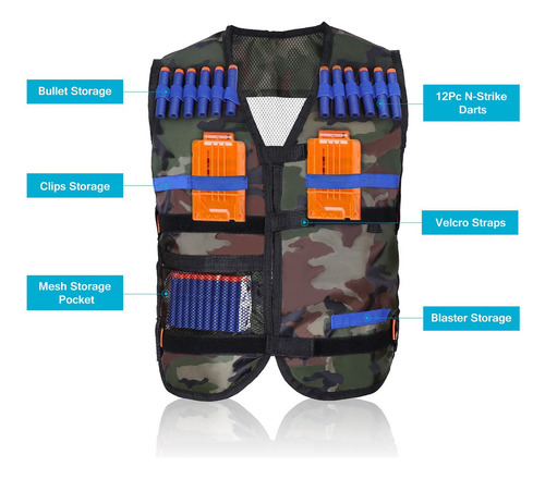 Chaleco Táctico Para Niños Yosoo Para Pistola Nerf Eva N-strike Elite Series, Camuflaje