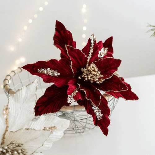 Flores Artificiales Navideñas De 26 Cm, Regalo De Navidad
