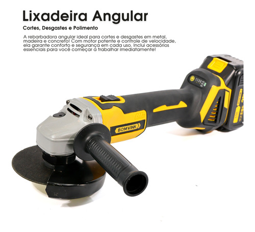 Esmerilhadeira Angular 125mm 600w 2 Baterias 21v 110/220v