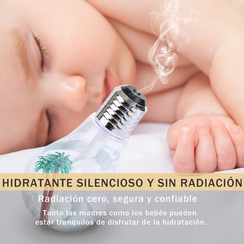 Humidificador Difusor De Aroma Tipo Bombilla Recargable Usb