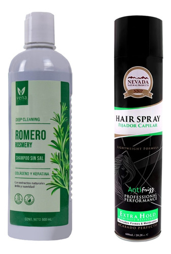 Shampoo Romero 500ml + Spray Fijador Capilar