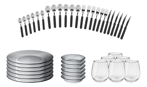 Juego Vajilla Completo X42 Platos Compoteras Vasos Cubiertos