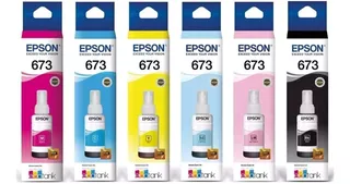 Kit 6 Tintas Epson T673 Ecotank L800 L805 L810 L850 L1800