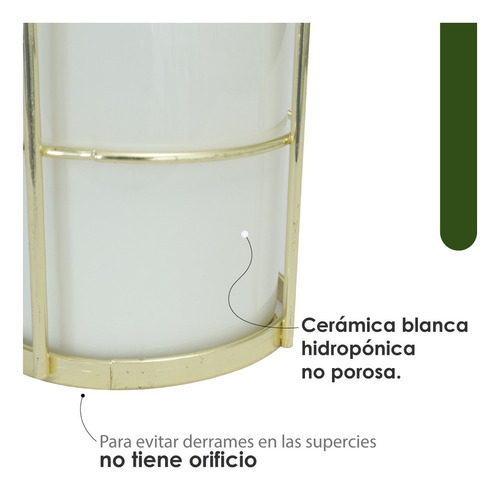 Macetero Con Asa De Hierro Maceta De Cerámica Multifuncional Color Dorado