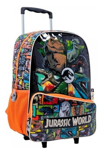 Mochila Wabro Jurassic World Multidino Carro 18 Color Naranja Diseño de la tela Liso