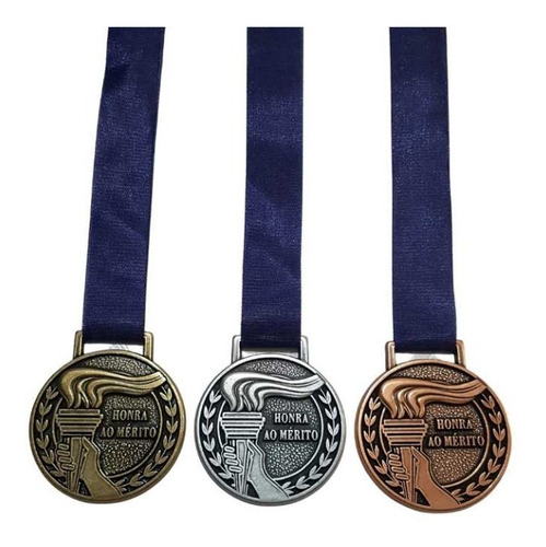 Imagem 1 de 6 de Medalhas Honra Ao Mérito 5.5cm  +grossa +qualidade 3 Peças 