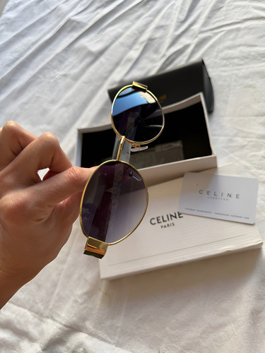 Gafas Celine Triomphe Tendencia Moda Ocean Negro Negro Degrade Dorado Oscuro Dorado Oscuro