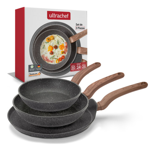 Juego De 3 Sartenes Ultrachef Antiadherentes 20/24/28 Cm-