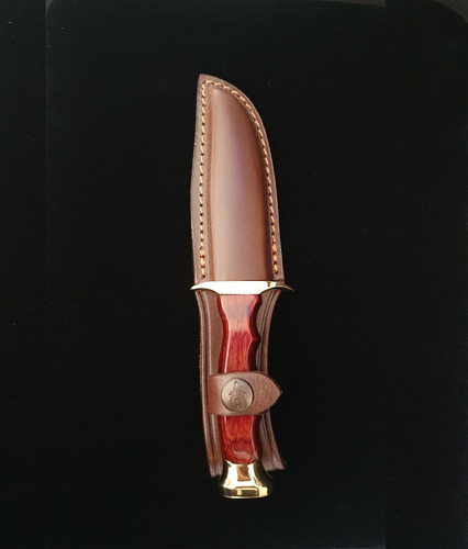 Imagen 5 de 9 de Cuchillo Bowie 100mm Dorado C/funda Marca Muela