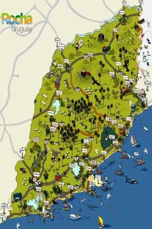 Mapa Turístico Del Departamento De Rocha - Tamaño 45x30 Cm.