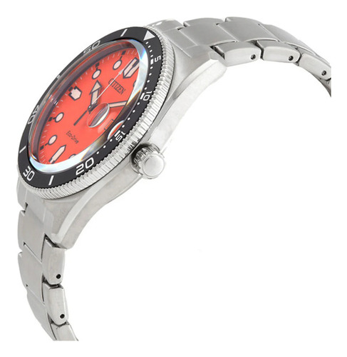 Citizen Sport Casual Orange Weekender Aw1760-81x Correa Plata Bisel Plata Fondo Naranja