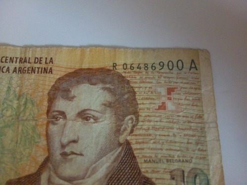 Billete Diez Pesos 1 Edición, Reposición, Sería A