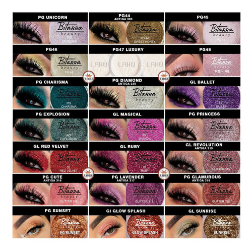 Imagem 5 de 9 de Glitter Pigmento Flocado Bitarra Asa De Borboleta Kit Com 16