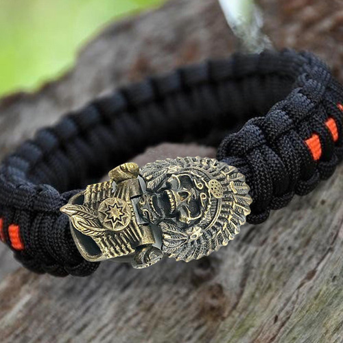Pulsera Calavera Pulsera Trenzada De Jefe Indio Pulsera Punk