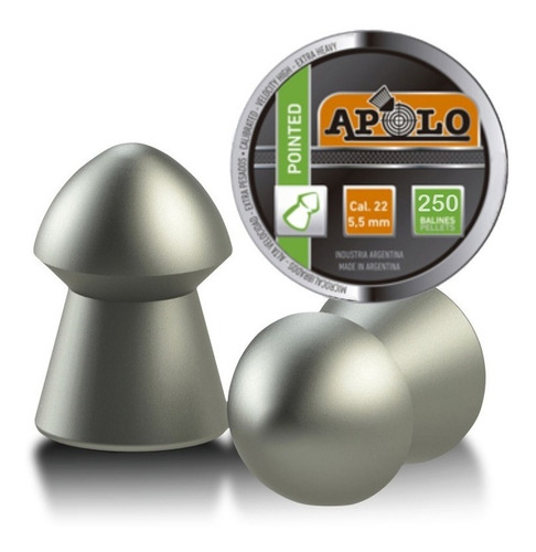 Imagen 3 de 10 de Balines Apolo Pointed 5.5 - Lata X250 Aire Comprimido - Swat