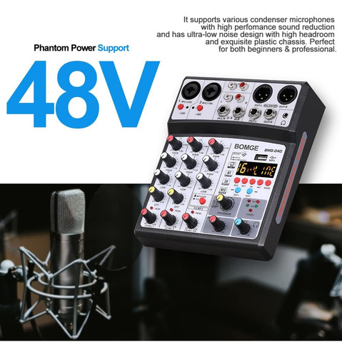Mini Mezclador De Audio Bluetooth Dj De 4 Canales Con Efecto