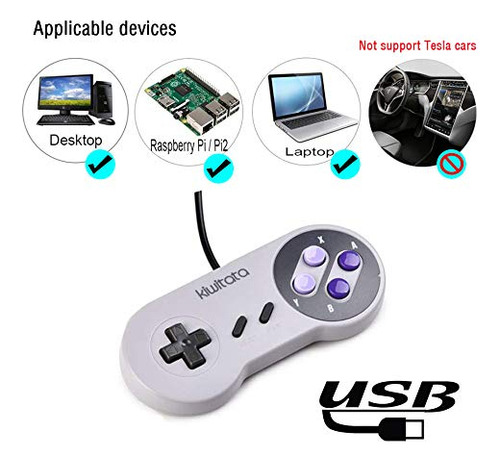 Controladores Usb Clásicos Snes Para Juegos Retro Con Cable
