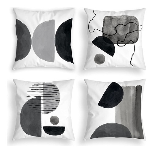 Almohadas En Blanco Y Negro Para Sofá Set De 4 Fundas De Alm