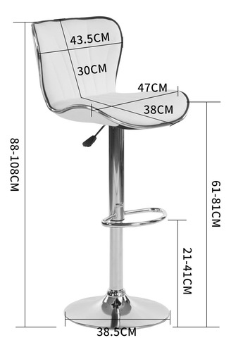 Taburete De Bar Juego De 2 Sillas Altura Ajustable Blanco