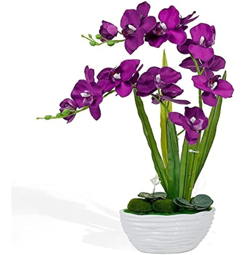 Orquídea Falsa Flores Artificiales Moradas En Maceta De Cerá