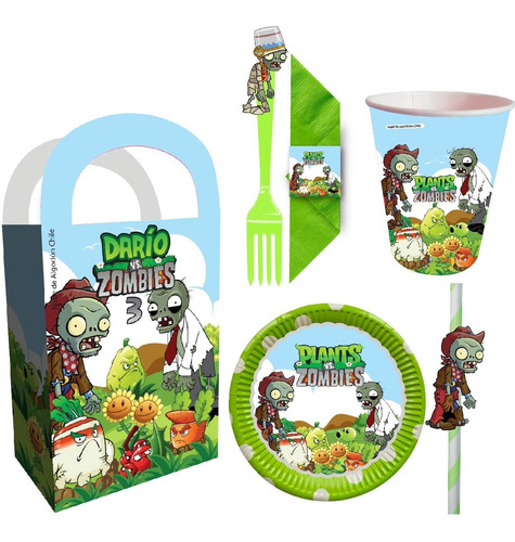 Cotillón Plantas Vs Zombies Cumpleaños Personalizado Niños