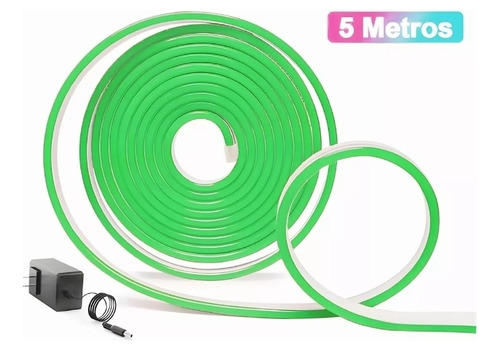 Cinta Neon Flex Verde 12volt+transformador De Corriente