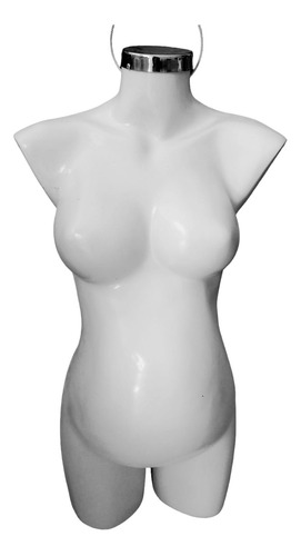 Maniquí Para Dama Mujer 3/4 Embarazada Fibra D Vidrio Blanco