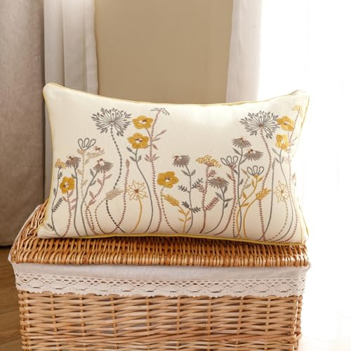 Funda De Almohada Decorativa 30 X 50 Cm, Set X2 Bordadas, Gr