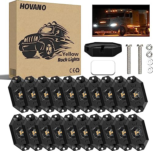 Hovano Led Rock Lights Yellow 20pods Waterproof Led Neon Und