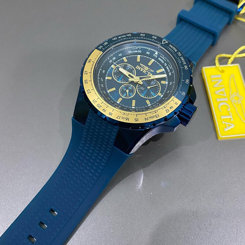Reloj Invicta Aviator Hombre Dorado Azul Silicona 39309 Azul Dorado Azul (Reacondicionado)