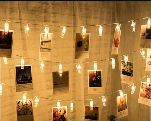 Luces Led Cálidas Broches Deco Fiesta Fotografia
