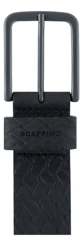 Cinturón Scappino De Piel Textura Trenza Hombre Color Negro Talla 34