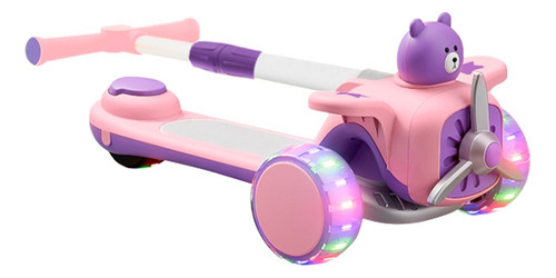 Patinete Aviãozinho Feliz Infantil 3 Rodas Dobrável Com Luz