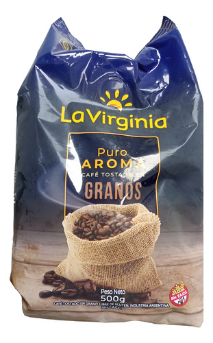 Café La Virginia Tostado En Granos Puro Aroma 500 Gr.